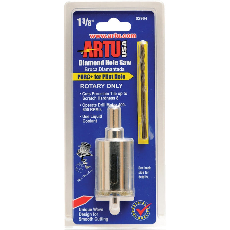 ARTU 1-3/8 In. Diamond Grit Hole Saw with PORC+ Pilot Bit