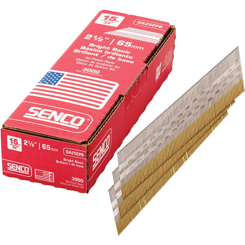 Senco 15-Gauge Bright 34 Degree Angled Finish Nail, 2-1/2 In. (3000 Ct.)