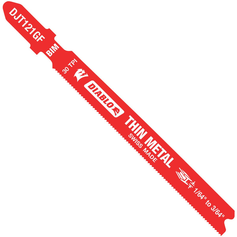 Diablo T-Shank 3-5/8 In. x 30 TPI Bi-Metal Jig Saw Blade for Thin Metal (5-Pack)