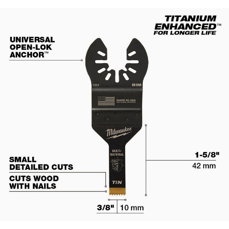Milwaukee OPEN-LOK 3/8 In. Titanium Enhanced Bi-Metal Multi-Material Oscillating Blade
