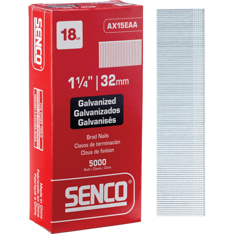 Senco 18-Gauge Galvanized Medium Head Brad Nail, 1-1/4 In. (5000 Ct.)