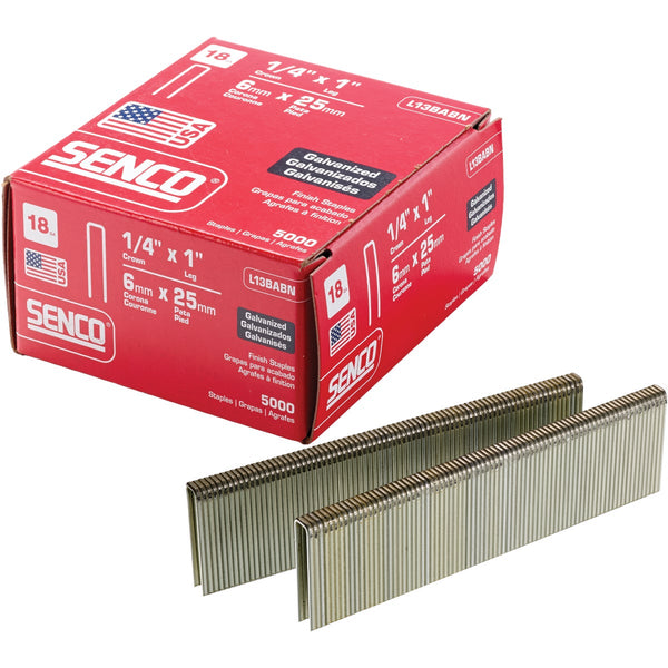 Senco AccuSet 18-Gauge Galvanized Medium Wire Finish Staple, 1/4 In. x 1 In. (5000 Ct.)