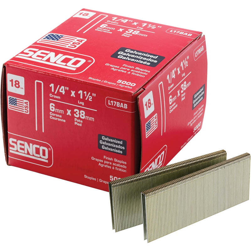 Senco AccuSet 18-Gauge Galvanized Medium Wire Finish Staple, 1/4 In. x 1-1/2 In. (5000 Ct.)