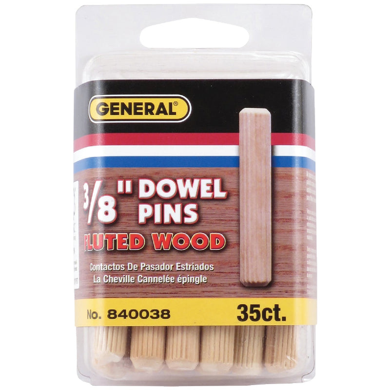 General Tools 3/8 In. Fluted Hardwood Dowel Pin (35-Count)