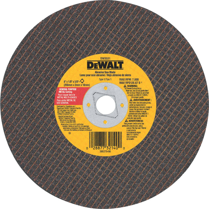 DEWALT HP Type 1 8 In. x 1/8 In. x 5/8 In. Metal Cut-Off Wheel