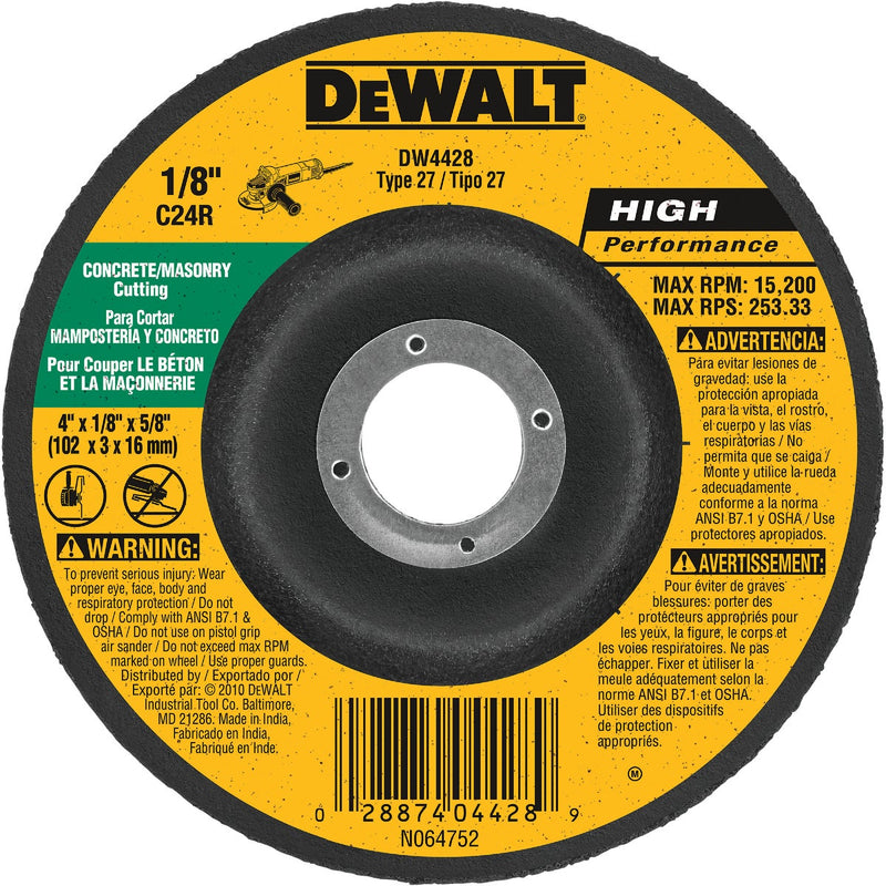 DEWALT HP Type 27 4 In. x 1/8 In. x 5/8 In. Masonry Cut-Off Wheel