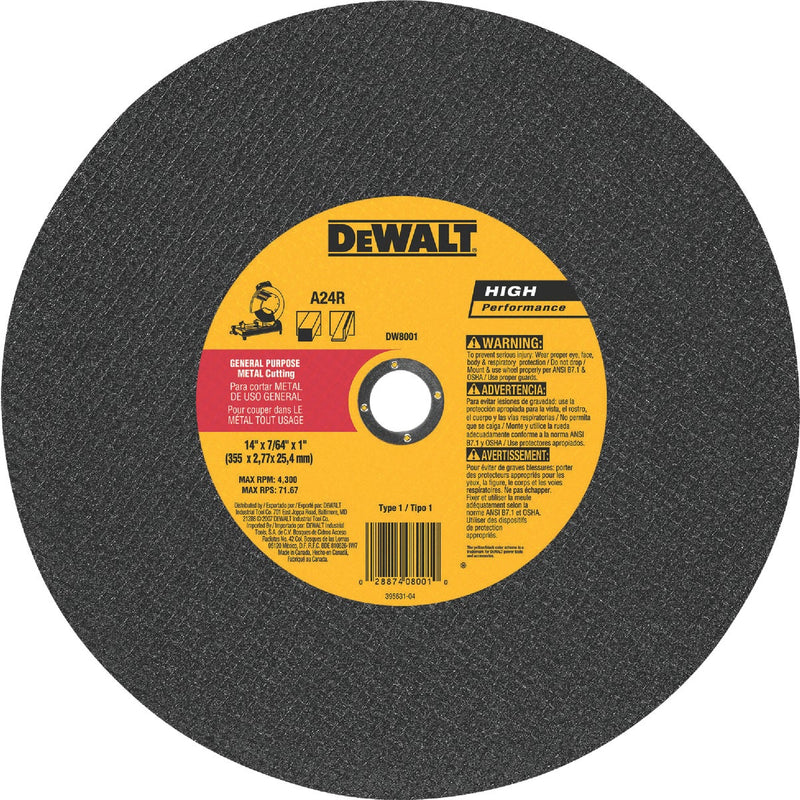 DEWALT HP Type 1 14 In. x 7/64 In. x 1 In. Metal Cut-Off Wheel