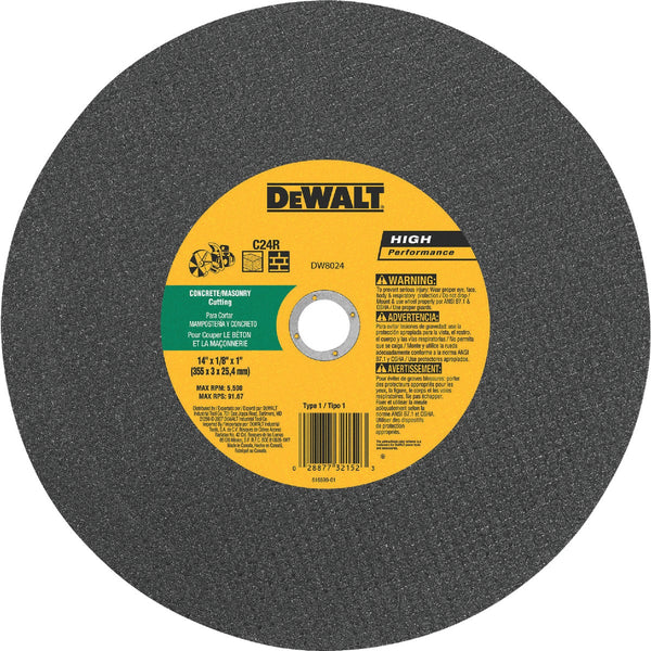 DEWALT HP Type 1 14 In. x 1/8 In. x 1 In. Concrete Cut-Off Wheel