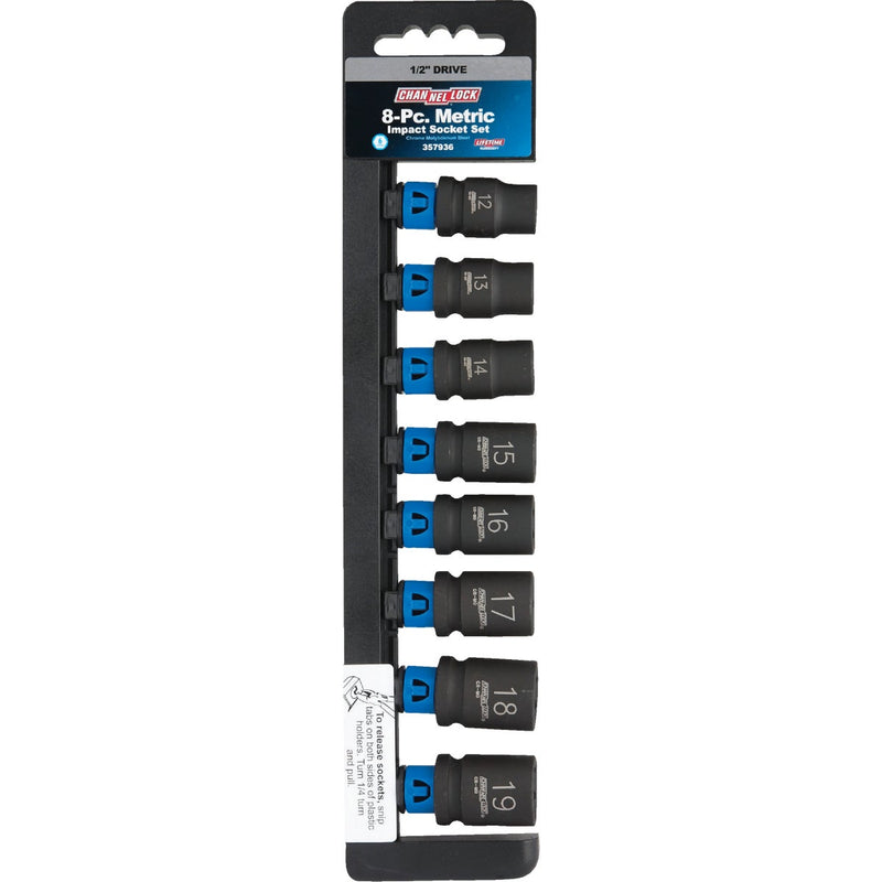 Channellock Metric 1/2 In. Drive 6-Point Shallow Impact Driver Set (8-Piece)