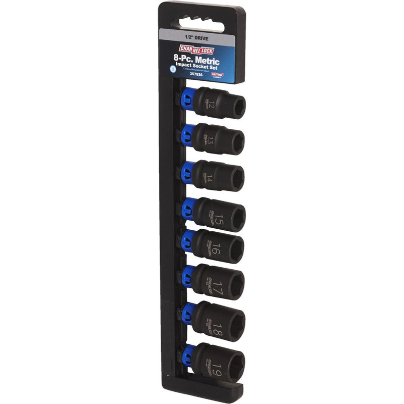 Channellock Metric 1/2 In. Drive 6-Point Shallow Impact Driver Set (8-Piece)