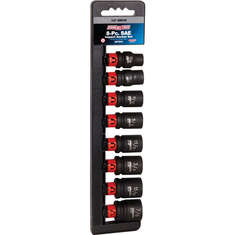 Channellock Standard 1/2 In. Drive 6-Point Shallow Impact Driver Set (8-Piece)