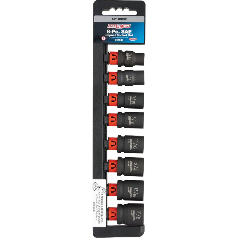 Channellock Standard 1/2 In. Drive 6-Point Shallow Impact Driver Set (8-Piece)