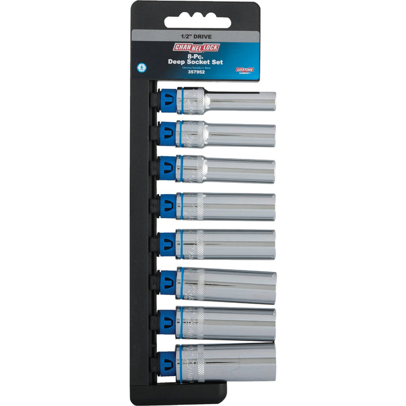 Channellock Metric 1/2 In. Drive 6-Point Deep Socket Set (8-Piece)