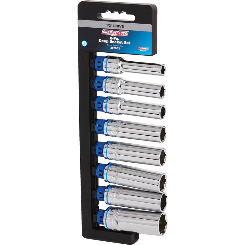 Channellock Metric 1/2 In. Drive 6-Point Deep Socket Set (8-Piece)