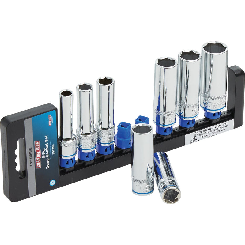 Channellock Metric 1/2 In. Drive 6-Point Deep Socket Set (8-Piece)