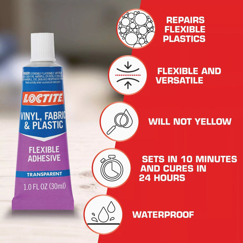 LOCTITE 1 Oz. Clear Vinyl, Fabric, & Plastic Flexible Repair Adhesive