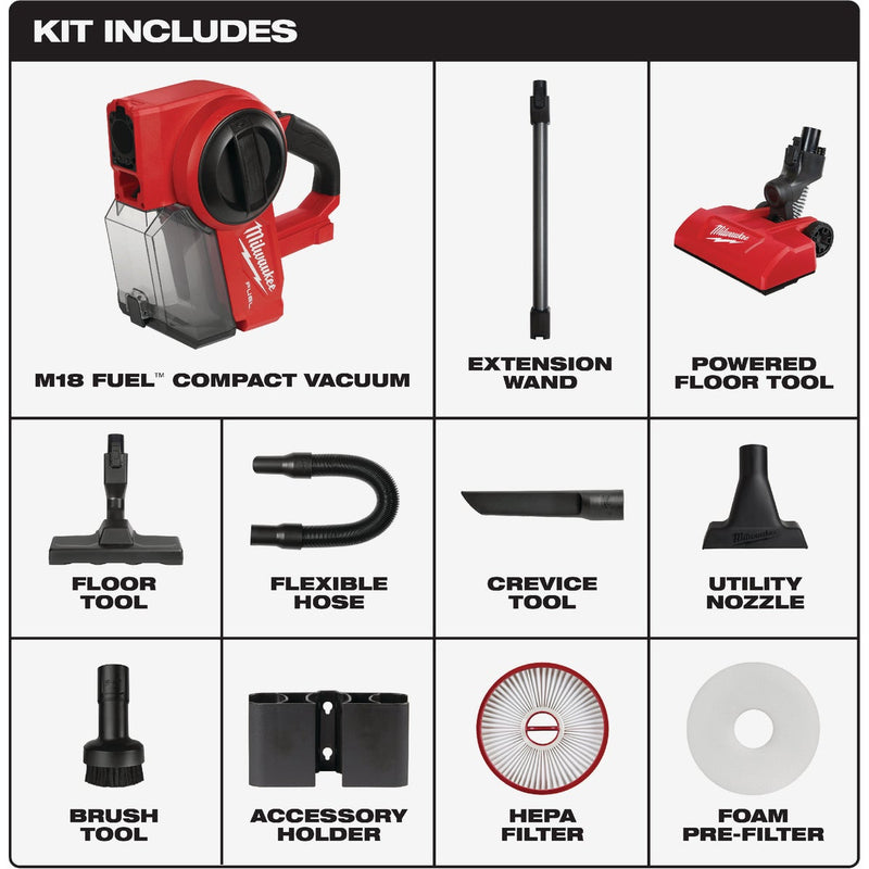 Milwaukee M18 FUEL 18 Volt Lithium-Ion Brushless Cordless Compact Bagless Stick Vacuum Cleaner (Tool Only)