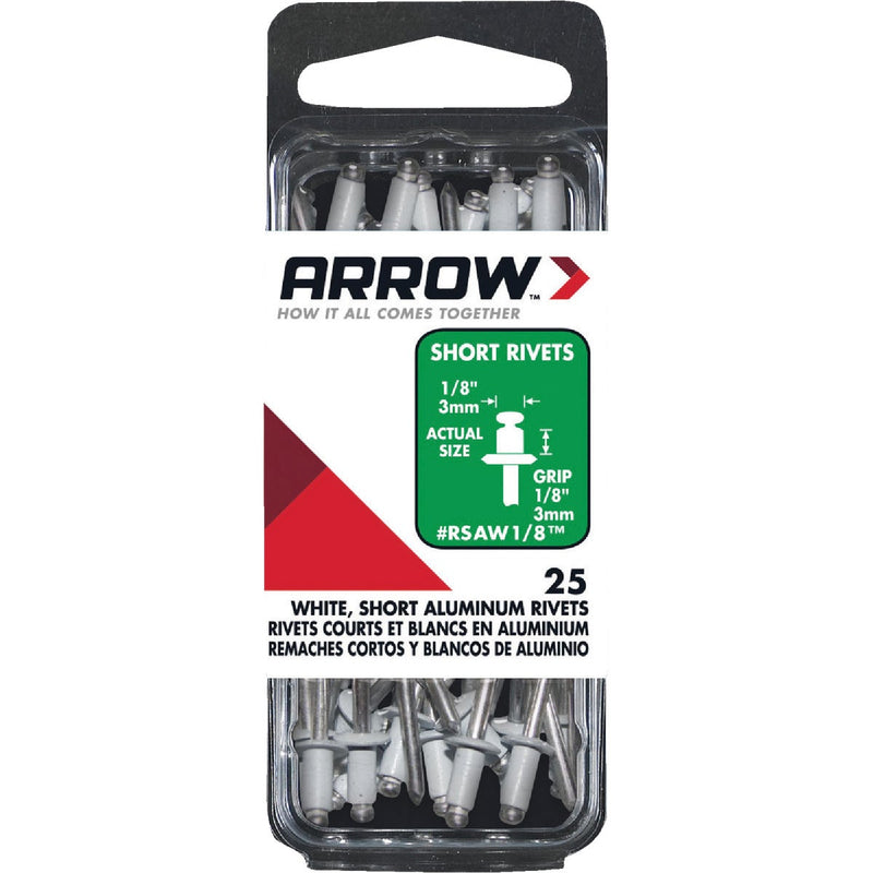Arrow 1/8 In. x 1/8 In. White Aluminum Rivet (25-Count)