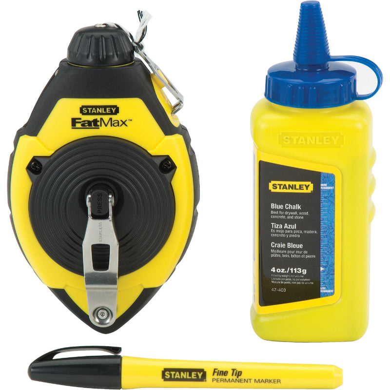 Stanley FatMax 100 Ft. Chalk Line Reel and Chalk with Marker, Blue