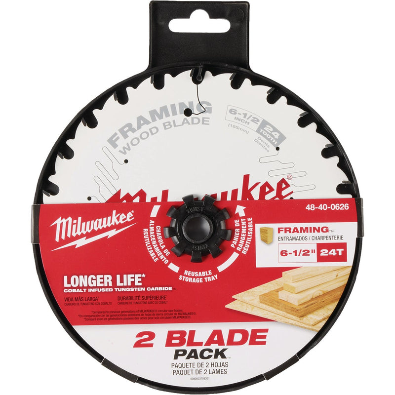 Milwaukee 6-1/2 In. 24-Tooth Framing Circular Saw Blade (2-Pack)