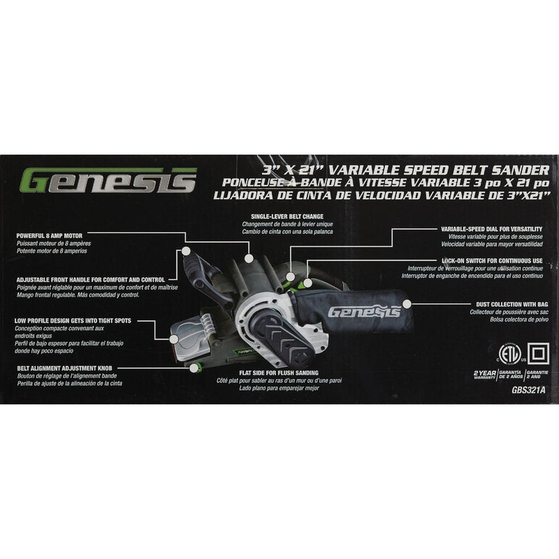 Genesis 3 In. x 21 In. Belt Sander