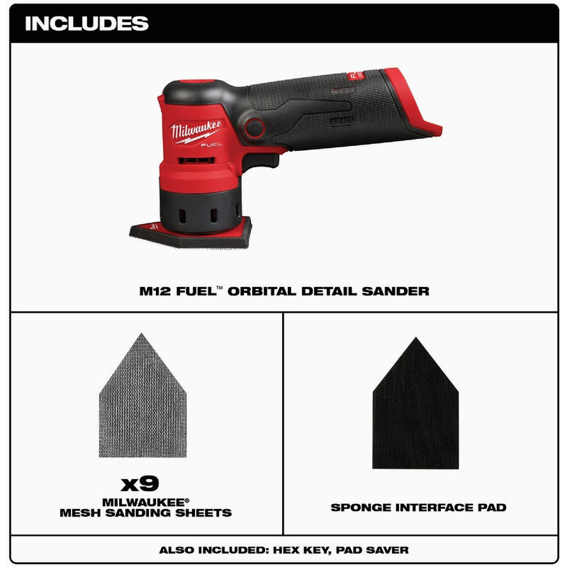 Milwaukee M12 FUEL Brushless Cordless Orbital Detail Sander (Tool Only)