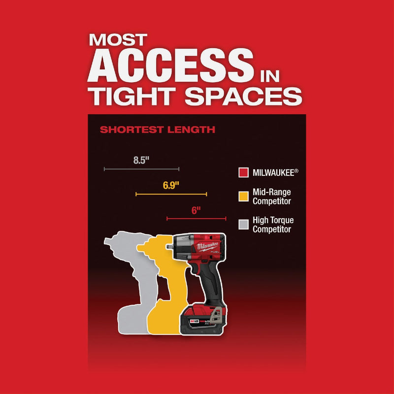 Milwaukee M18 FUEL Brushless 3/8 In. Mid-Torque Cordless Impact Wrench with Friction Ring (Tool Only)