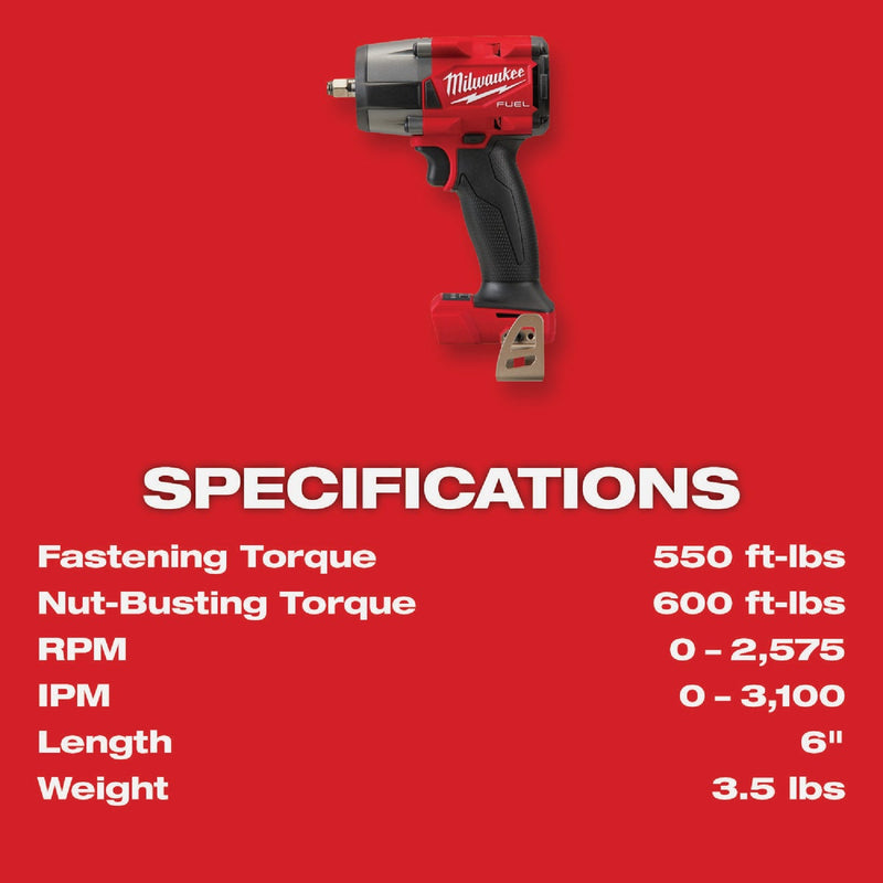 Milwaukee M18 FUEL Brushless 3/8 In. Mid-Torque Cordless Impact Wrench with Friction Ring (Tool Only)