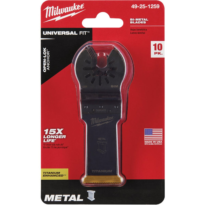 Milwaukee OPEN-LOK 1-1/8 In. Titanium Enhanced Bi-Metal Oscillating Blade (10-Pack)