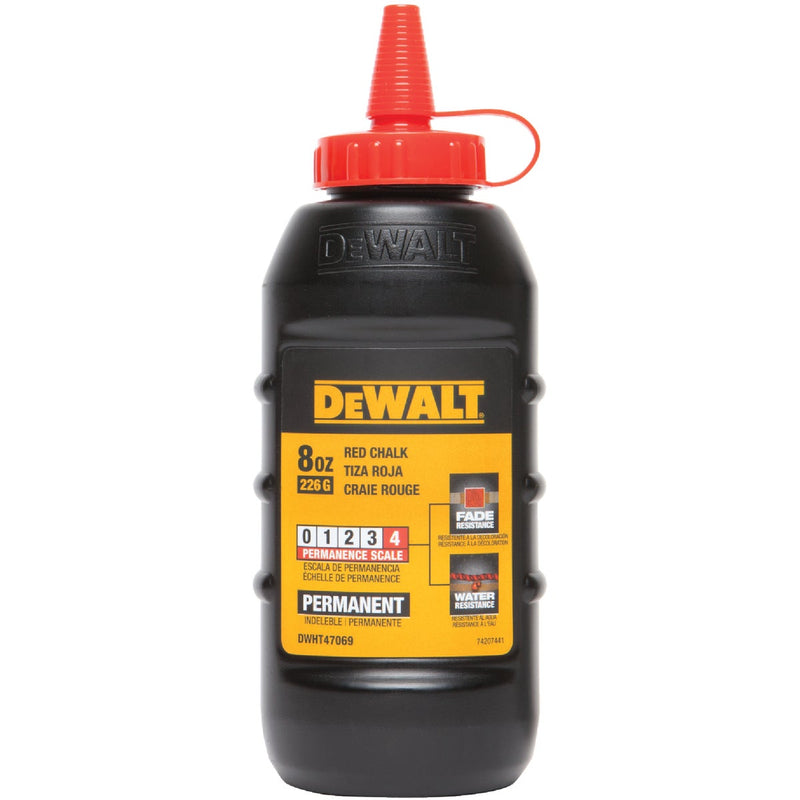 DEWALT 8 Oz. Red Permanent Chalk Line Chalk