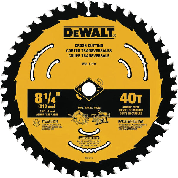 DEWALT 8-1/4 In. 40-Tooth Framing /Ripping Blister Circular Saw Blade