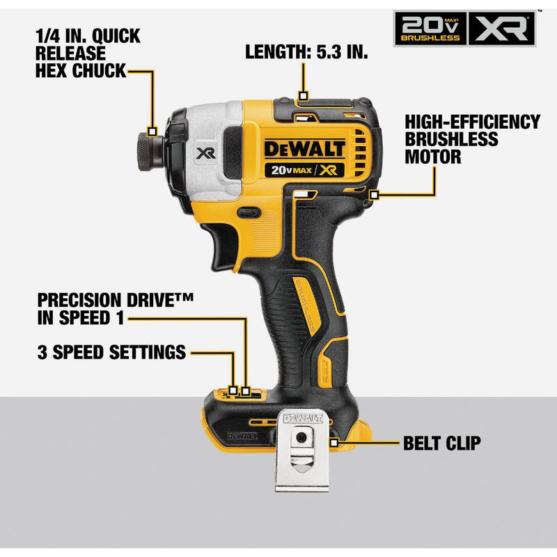 DEWALT 20V MAX XR 4-Tool Brushless Cordless Hammer Drill, Impact Driver, Reciprocating Saw & Work Light Combo Kit with (2) 5.0 Ah Batteries & Charger