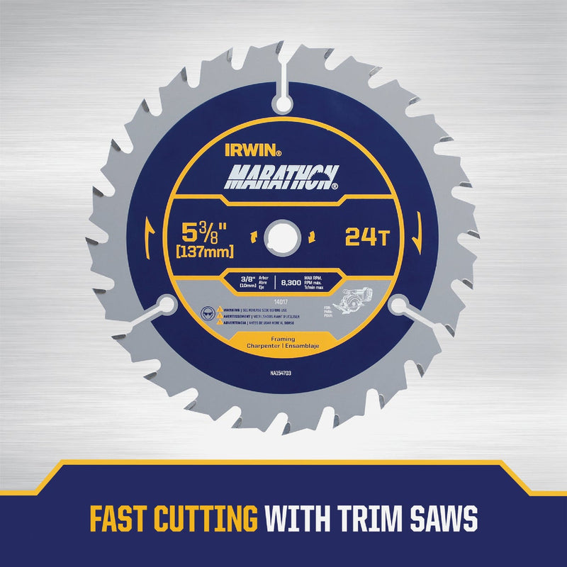 Irwin Marathon 5-3/8 In. 24-Tooth Framing/Ripping Circular Saw Blade