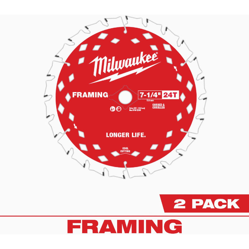 Milwaukee 7-1/4 In. 24-Tooth Framing Circular Saw Blade (2-Pack)