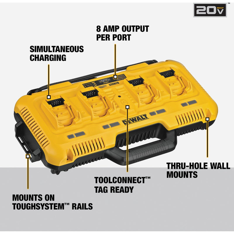 DEWALT 12V/20V/60V MAX Lithium-Ion 8-Amp 4-Port Fast Battery Charger