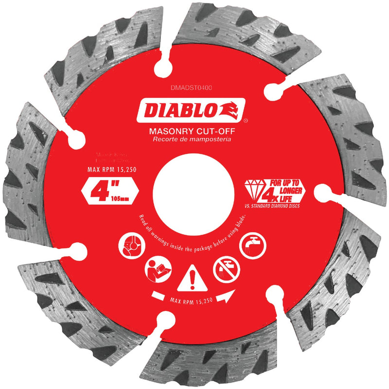 Diablo 4 In. Segmented Turbo Rim Dry/Wet Diamond Blade
