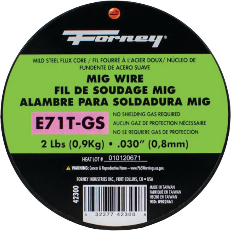 Forney E71T-GS 0.030 In. Flux Core Mild Steel Mig Wire, 2 Lb.