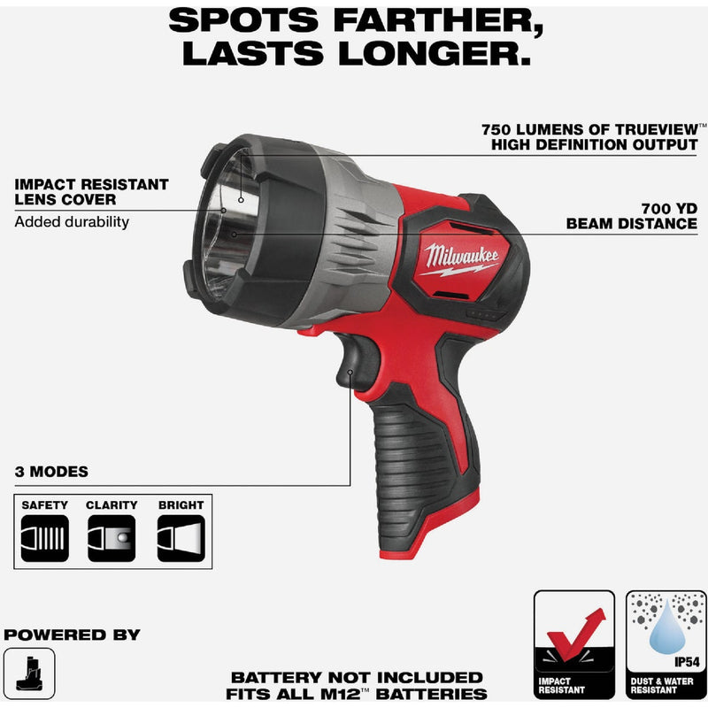 Milwaukee M12 12 Volt Lithium-Ion LED Spot Light Cordless Work Light (Tool Only)