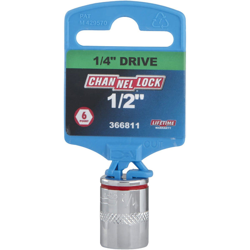 Channellock 1/4 In. Drive 1/2 In. 6-Point Shallow Standard Socket