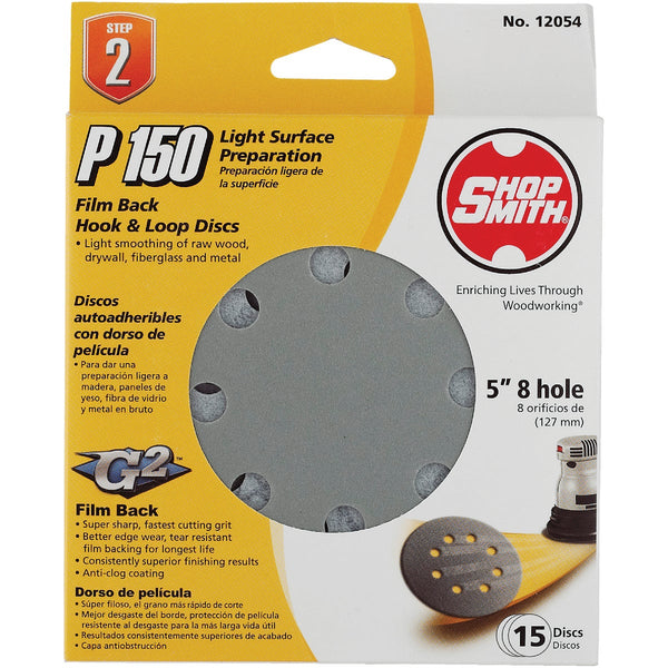 Gator 5 In. 150-Grit 8-Hole Pattern Vented Sanding Disc with Hook & Loop Backing (15-Pack)