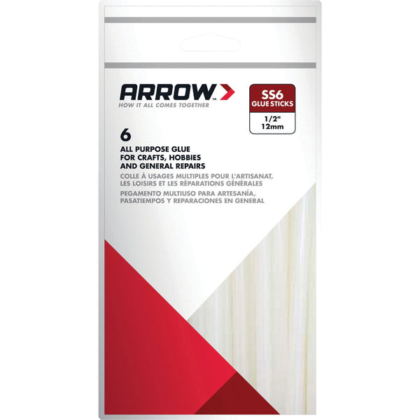 Arrow 4 In. Standard Clear Slow Set Hot Melt Glue (6-Pack)