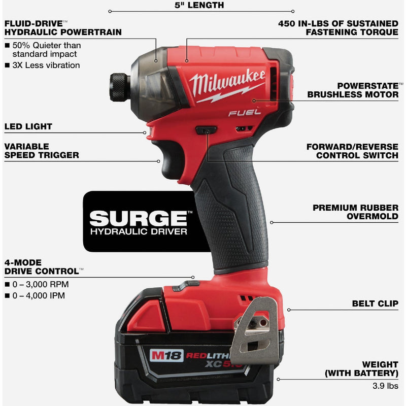 Milwaukee M18 FUEL SURGE Brushless 1/4 In. Hex Hydraulic Cordless Impact Driver (Tool Only)