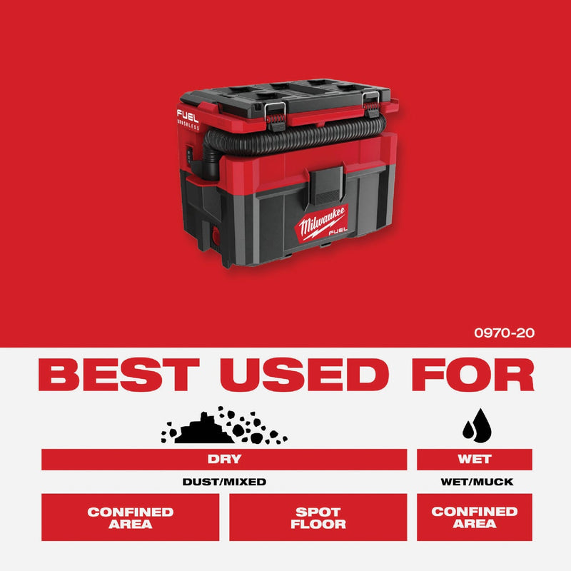 Milwaukee M18 FUEL PACKOUT Brushless 2.5 Gal. Cordless Wet/Dry Vacuum (Tool Only)