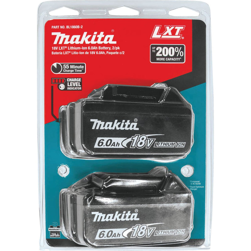 Makita 18 Volt LXT Lithium-Ion 6.0 Ah Tool Battery (2-Pack)