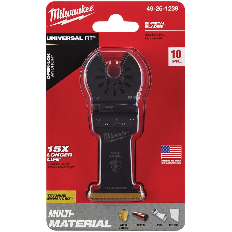 Milwaukee OPEN-LOK 1-3/8 In. Titanium Enhanced Bi-Metal Multi-Material Oscillating Blade (10-Pack)