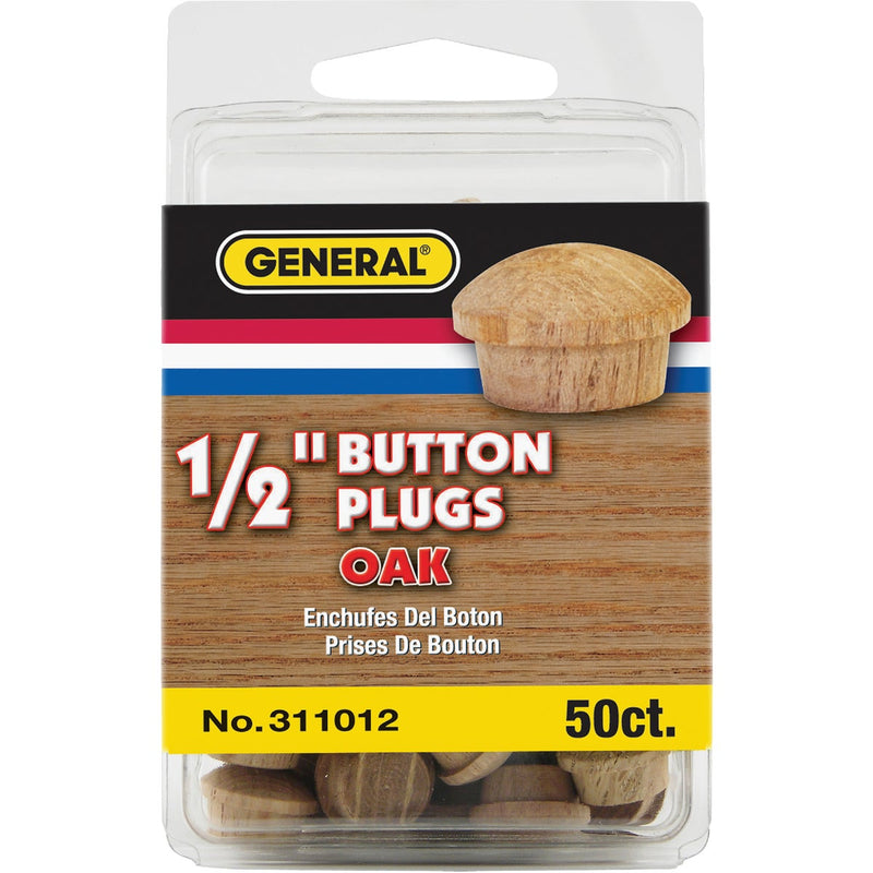 General Tools 1/2 In. Oak Round Head Button Plug (50-Count)