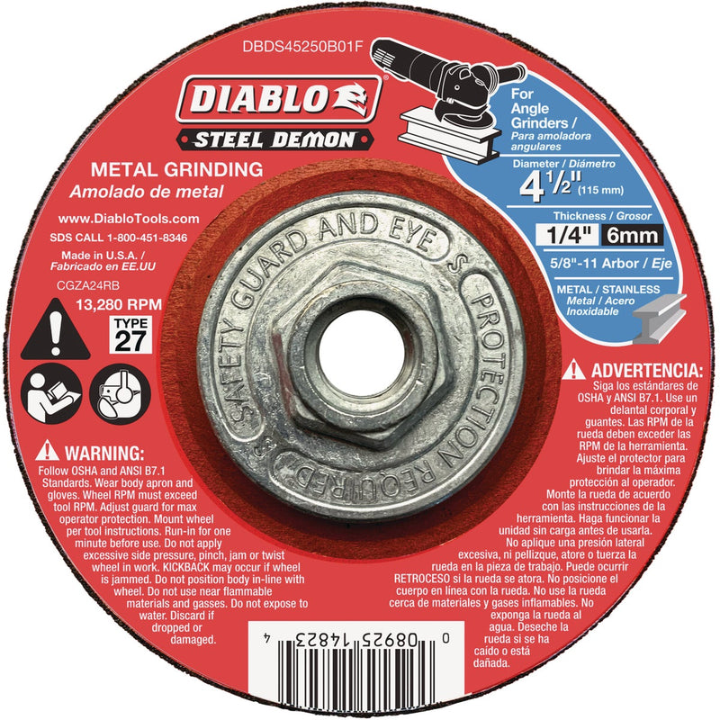 Diablo Steel Demon Type 27 4-1/2 In. x 1/4 In. x 5/8 In.-11 Metal Grinding Cut Off Wheel