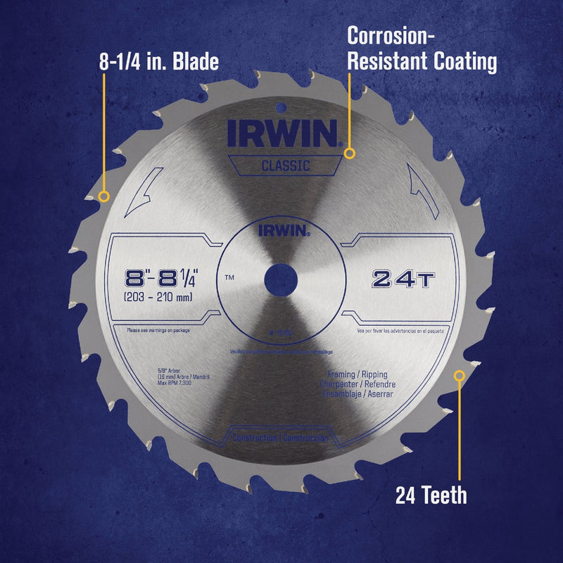 Irwin Classic Series 8-1/4 In. 24-Tooth General Purpose Circular Saw Blade