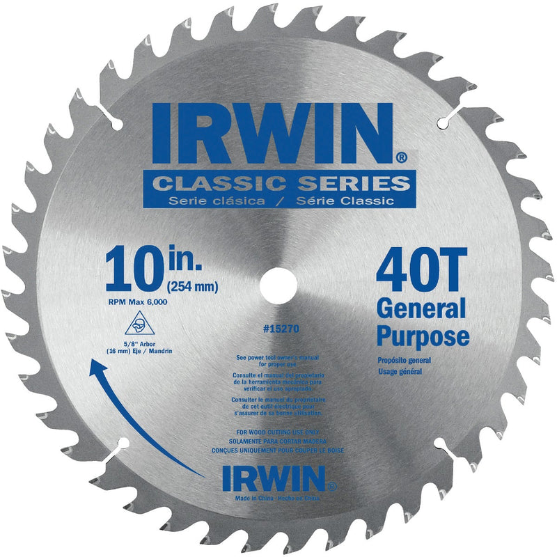 Irwin Classic Series 10 In. 40-Tooth General Purpose Circular Saw Blade