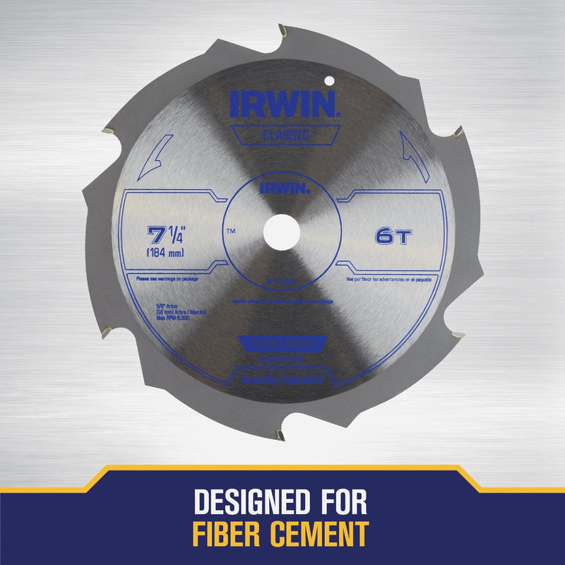 Irwin Classic Series 7-1/4 In. 6-Tooth Fiber Cement Circular Saw Blade